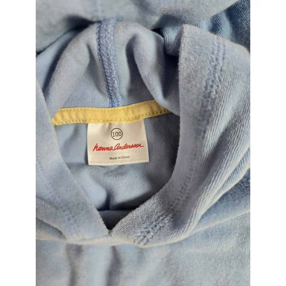 Hanna Andersson Girls Blue‎ Terry Cloth Hooded Dress Swim Coverup Size 100 4t
